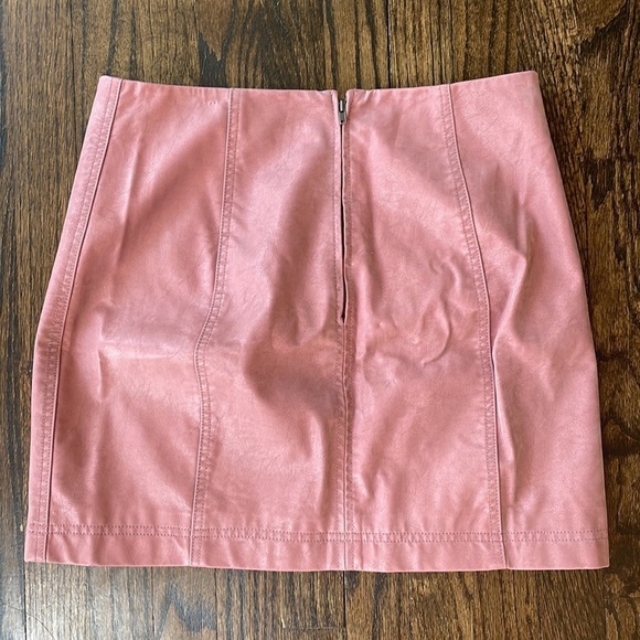 Free People Pink Faux Leather Mini Skirt - Picture 6 of 11